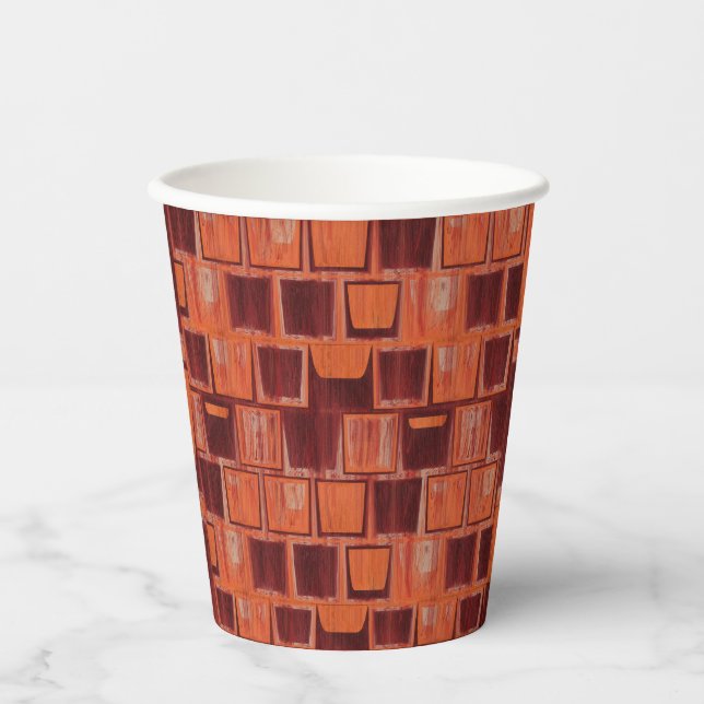 Vasos De Papel Geométrico rojo y Naranja (Anverso)
