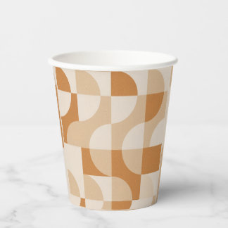 Vasos de papel geométricos beige minimalistas