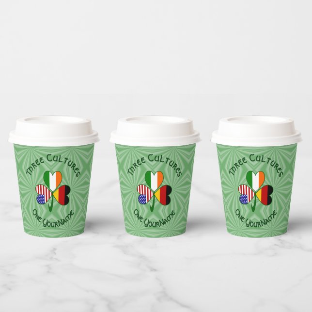 Vasos De Papel German Irish American Shamrock Personalized Text (Multi)