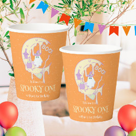 Vasos De Papel Ghost Moon Spooky One Boy Halloween 1er cumpleaños