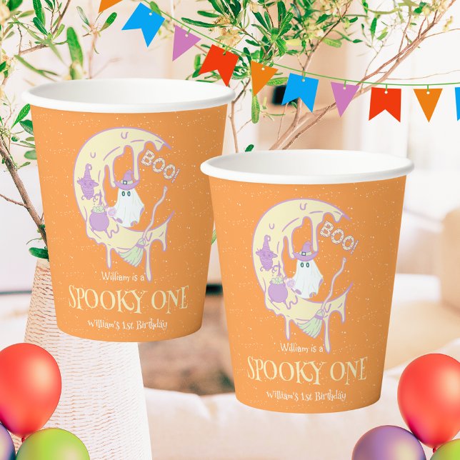 Vasos De Papel Ghost Moon Spooky One Boy Halloween 1er cumpleaños (Subido por el creador)