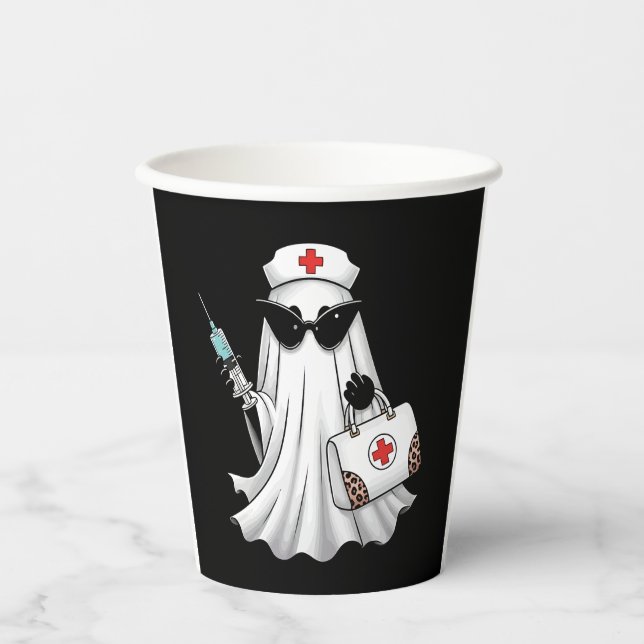 Vasos De Papel Ghost Nurse Halloween (Anverso)