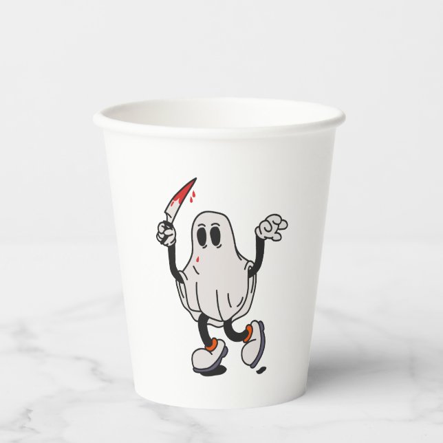Vasos De Papel Ghost with blood knife (Anverso)