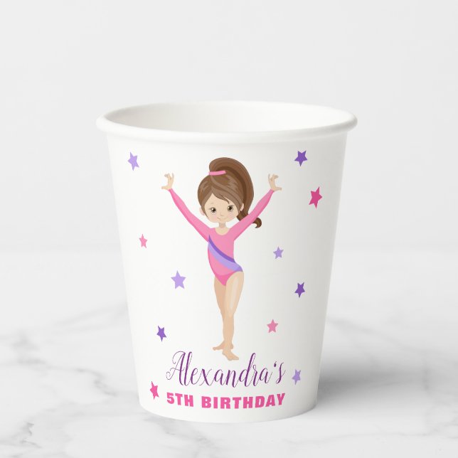 Vasos De Papel Gimnasia Chica Stars Birday Party (Anverso)