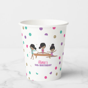 Vasos De Papel Gimnasia Cumpleaños de niña Rosa Purpura Turquesa