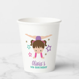 Vasos De Papel Gimnasia Cumpleaños Niña Rosa Purpura Turquesa