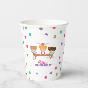 Vasos De Papel Gimnasia Pink Morple Turquesa Chica Cumpleaños