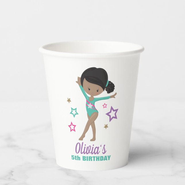 Vasos De Papel Gimnasia Pink Púrpura Turquesa Chica Nacimiento Pa (Anverso)