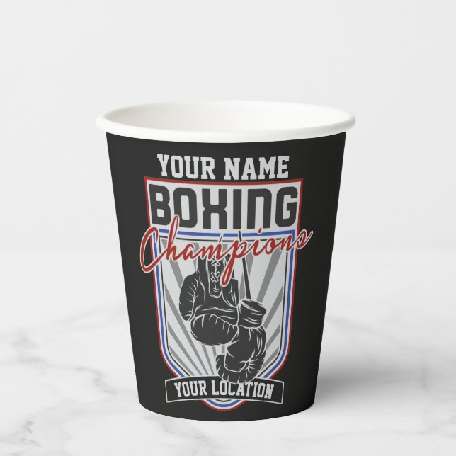 Vasos De Papel Gimnasio de boxeo y boxeo personalizado (Anverso)