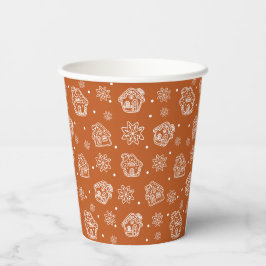 Vasos De Papel Gingbread House Brown