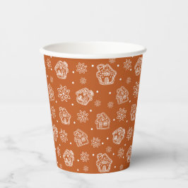 Vasos De Papel Gingbread House Brown
