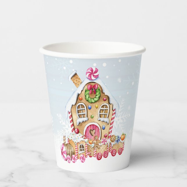 Vasos De Papel Gingbread House Gingerbread Tren (Anverso)