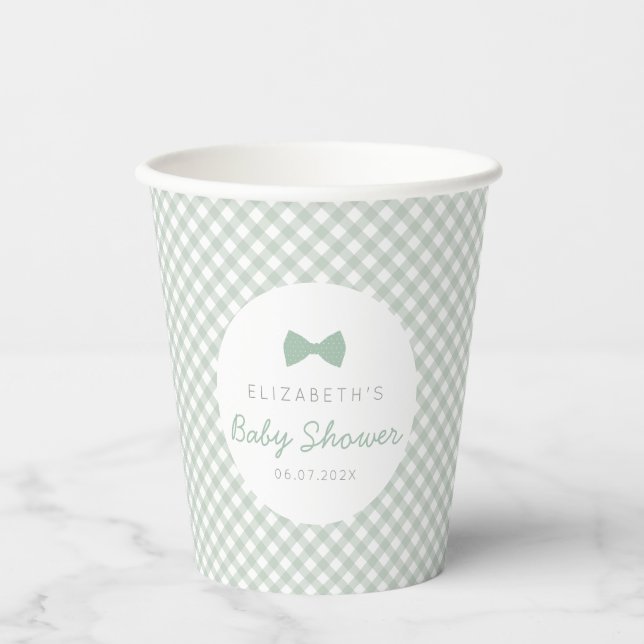 Vasos De Papel Ginge sage green bow tie linda bebé (Anverso)