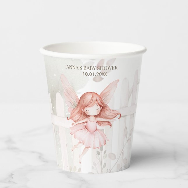 Vasos De Papel Ginger Fairy Chica Baby Shower (Anverso)