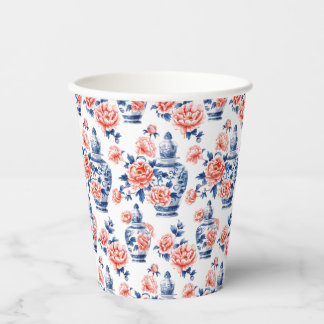 Vasos De Papel Ginger Jar Pink Peonies de la Chinoiserie, el gran