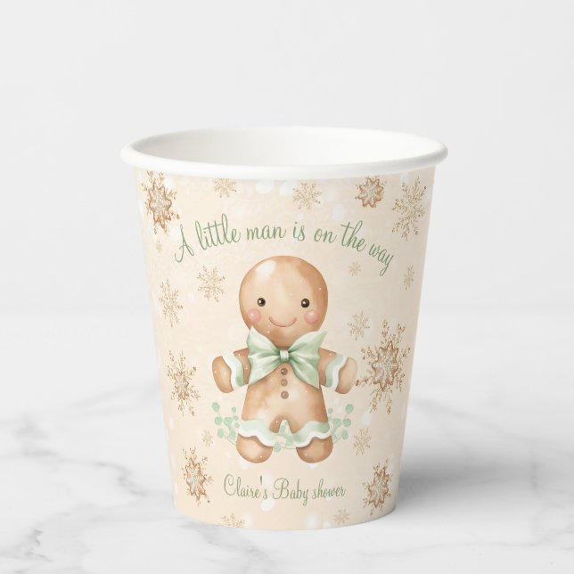 Vasos De Papel Gingerbread Man Little Man Navidades Baby Shower (Anverso)