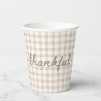 Vasos De Papel Gingham Beige Neutro