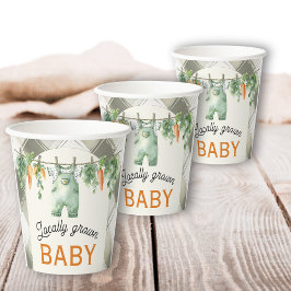 Vasos De Papel Gingham Clothesline Baby Shower de crecimiento loc