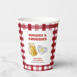 Vasos De Papel Gingham Huggies Chuggies Beer Diaper Baby Shower 