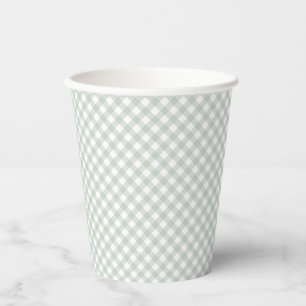 Vasos De Papel Gingham linda ducha de bebé verde salchicha