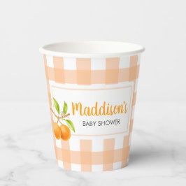 Vasos De Papel Gingham Orange Baby Shower