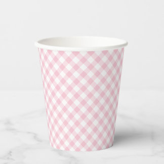Vasos De Papel Gingham Retro Rosa