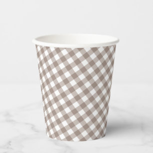 Vasos De Papel Gingham - Rústica Caída del Otoño Baby Shower  