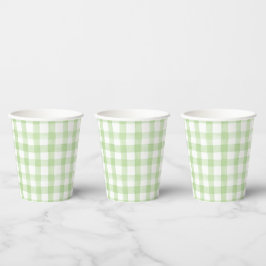 Vasos De Papel Gingham verde y blanca de color de agua
