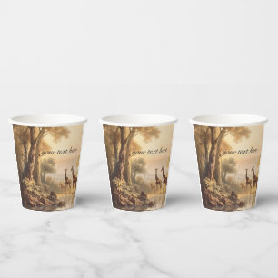Vasos De Papel Girafas botánicas vintage, personalizable