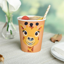 Vasos De Papel Giraffe divertida Face safari Fiesta de cumpleaños