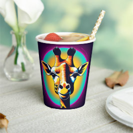 Vasos De Papel Giraffe divertida Face safari Fiesta de cumpleaños