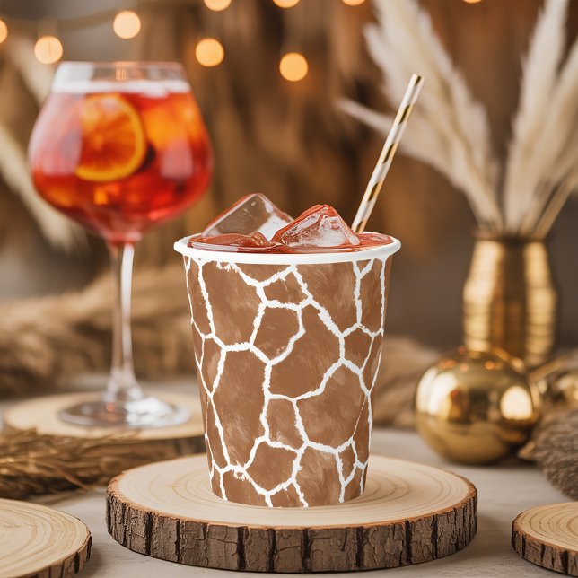 Vasos De Papel Giraffe Patrón de piel albarda Marrón ID1152 (Subido por el creador)