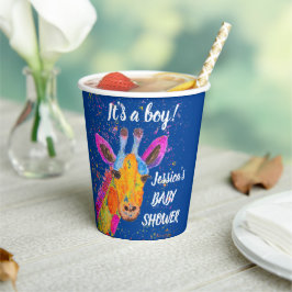 Vasos De Papel Giraffe Watercolor Baby Shower moderno