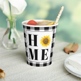 Vasos De Papel Girasol de cuadros de Búfalo "Hogar"