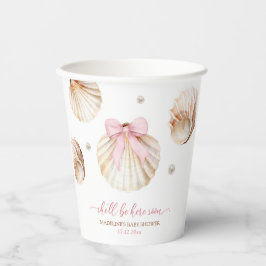 Vasos De Papel Girl Pink Bow Shell Baby Shower Paper Cups