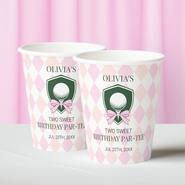 Vasos De Papel Girl Pink Golf Two Sweet 2nd Birthday Party (Girl Pink Golf Two Sweet 2nd Birthday Party Paper Cups)