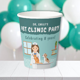 Vasos De Papel Girl Veterinarian Animal Hospital Kids' Birthday