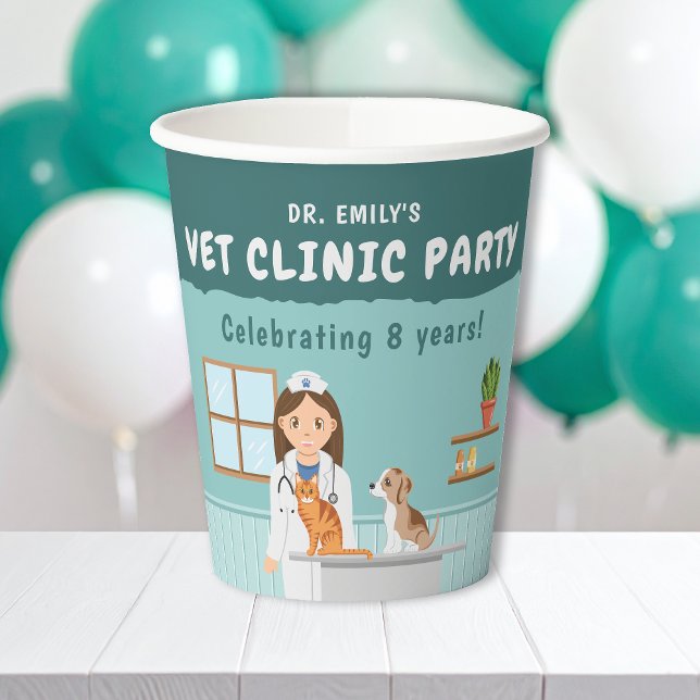Vasos De Papel Girl Veterinarian Animal Hospital Kids' Birthday (Subido por el creador)