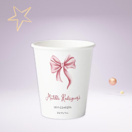 Vasos De Papel Girly Pink Bow Quinceanera Party