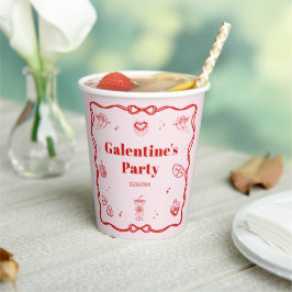 Vasos De Papel Girly Red Coquette Galentine's Party