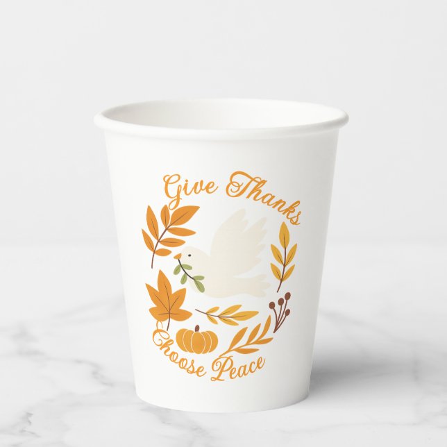Vasos De Papel 'Give Thanks, Choose Peace' Paper cup (Anverso)