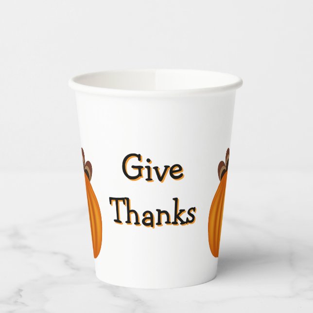Vasos De Papel Give Thanks Thanksgiving  (Izquierda)