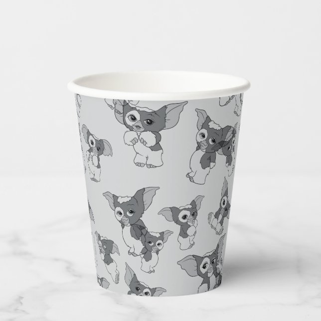 Vasos De Papel Gizmo | Patrón blanco y negro (Anverso)