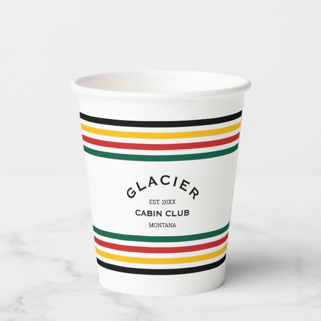Vasos De Papel Glacier Park Cabin Club Crest personalizado con fr (Reverso )