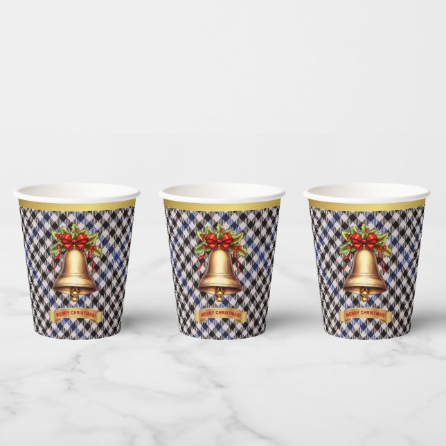 Vasos De Papel Gladstone Tartán Personalizado de Navidad (Multi)