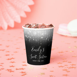 Vasos De Papel Glam Black and White Sweet 16