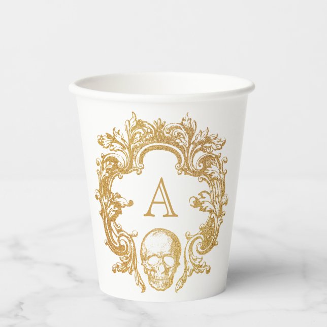 Vasos De Papel Glam gótico | Cubos de papel | Blanco (Anverso)
