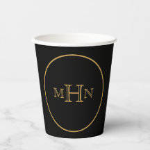 Glam gótico | Taza de papel | Monograma | Negro