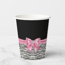Glam Pink Bow Diamond Zebra Imprimir negro