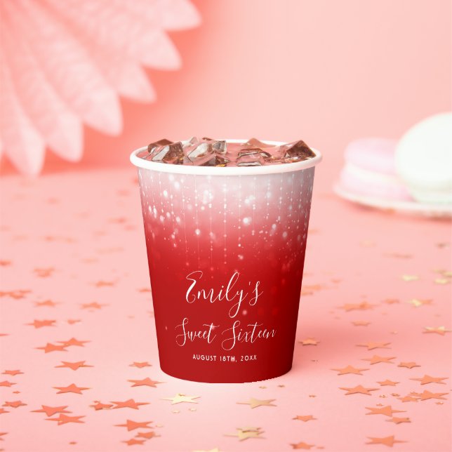 Vasos De Papel Glam Red Sweet 16 (in situ)